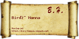 Biró Hanna névjegykártya